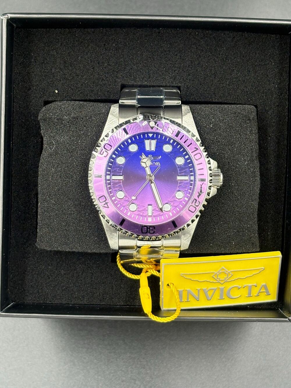 Invicta Pro Diver Men’s Watch 43mm Steel Purple Dial New With Box